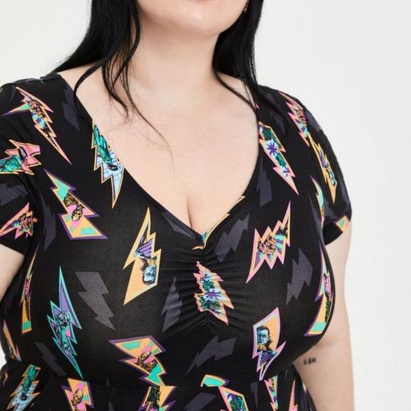 Super Soft Black Monsters Hankerchief Dress - Picture 3 of 6